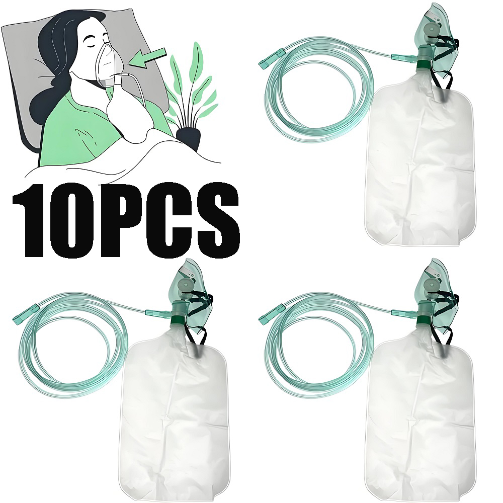 Oxygen Mask Non-Rebreather - 10 قطع من أقنعة الأكسجين للبالغين