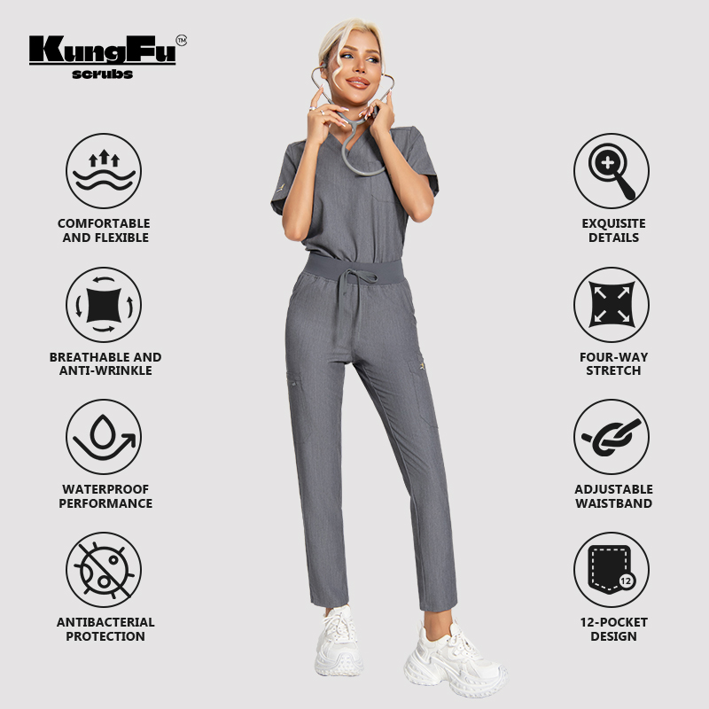 الكونغفو الدعك النساء ممرضة ال - مراجعة Medical Lab Uniform وسعره