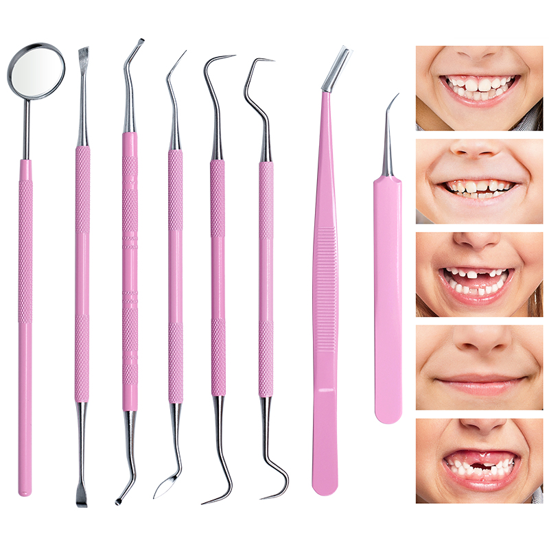 1 قطعة ملاقط الأسنان الوردي ال - مراجعة Dental Mirror Probe وسعره