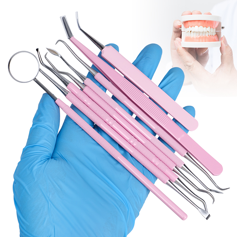 1 قطعة ملاقط الأسنان الوردي ال - مراجعة Dental Mirror Probe وسعره