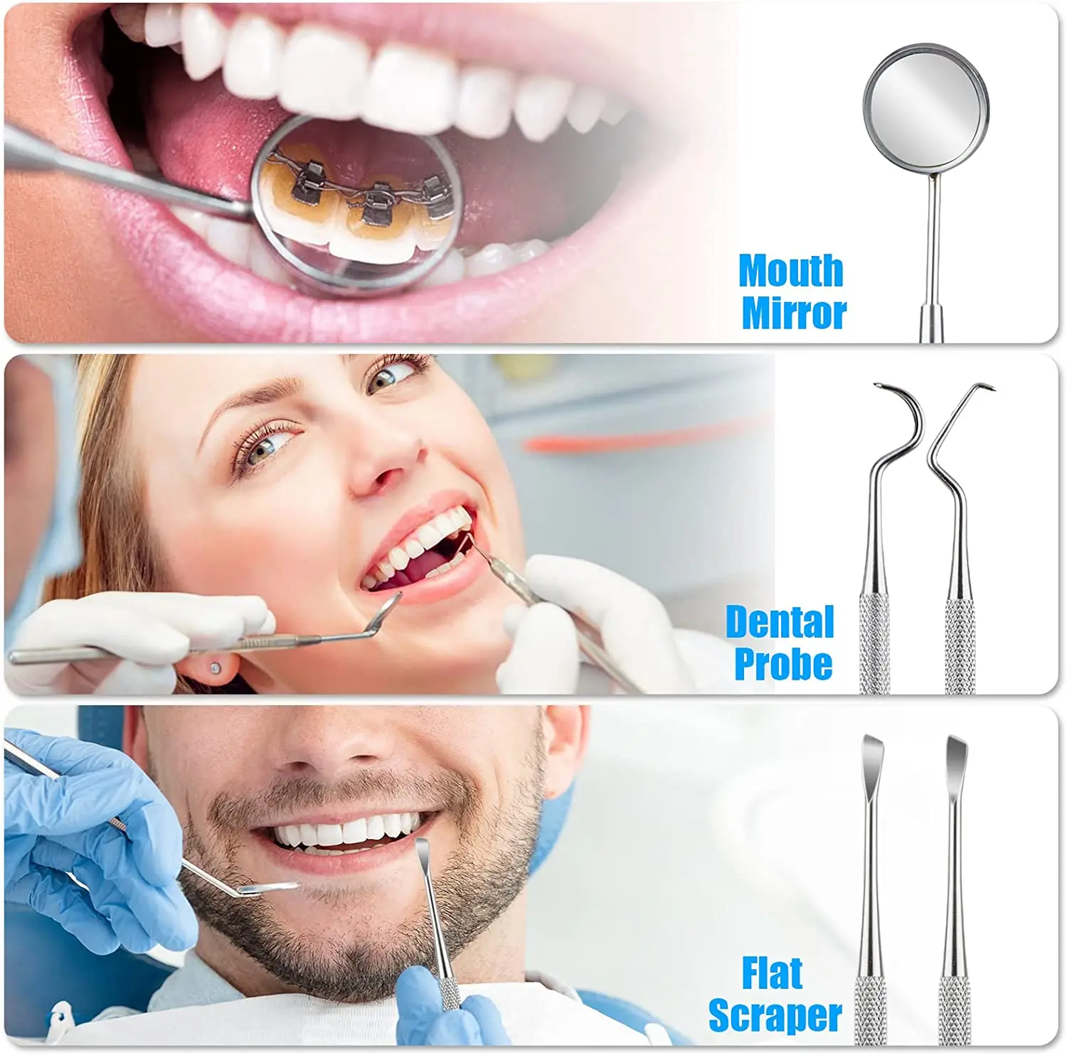 3 قطعة/4 قطعة الفولاذ المقاوم  - مراجعة Dental Mirror Probe وسعره